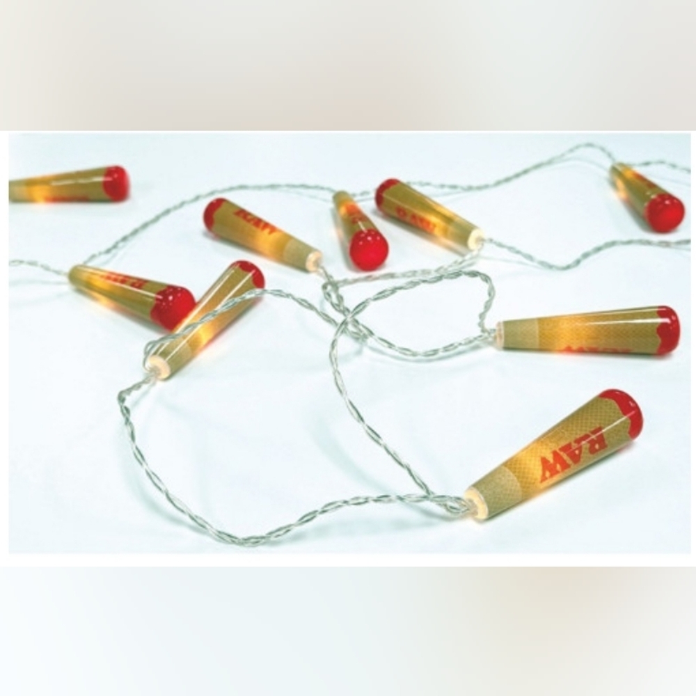 New! RAW Rolling Papers Cone PARTY LIGHTS usb powered 6 1/2' long
